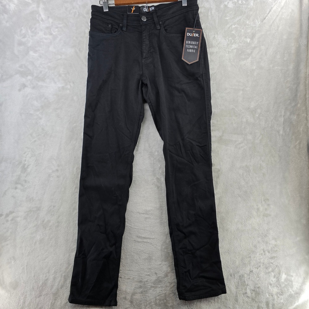 DU/ER‎ No Sweat Relaxed Taper Pant Mens 30x32 Black Technical Fabric NWT
